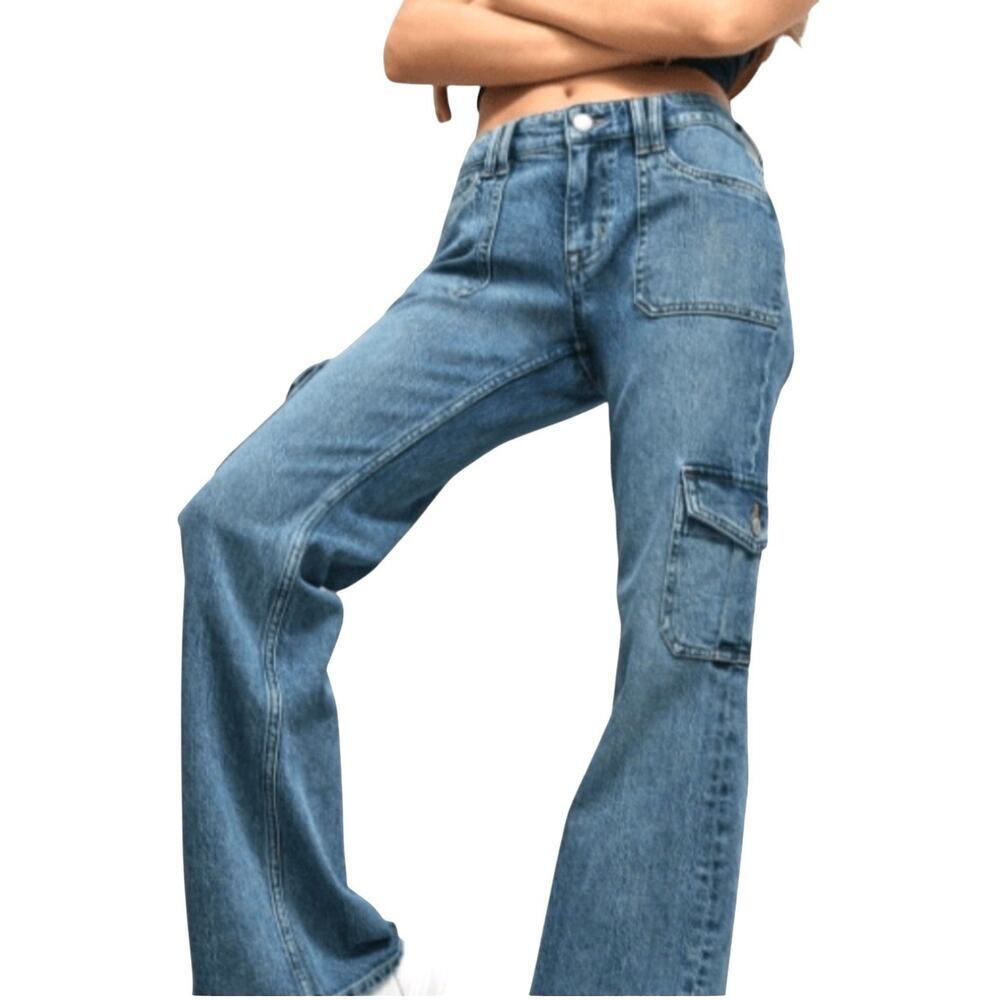 AEROPOSTALE 90's Baggy Cargo Jeans Medium Wash Size MED